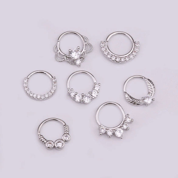 Wholesale Women's Copper Inlaid Zircon Geometric Nose Ring For Body Puncture Jewelry