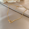 Wholesale Women's Copper Inlaid Zircon Geometric Pendant Necklace With Stainless Steel Box Chain