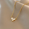 Wholesale Women's Copper Inlaid Zircon Geometric Pendant Necklace With Stainless Steel Box Chain