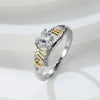 Wholesale Women's Copper Inlaid Zircon Heart Shape Geometric Ring