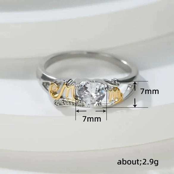 Wholesale Women's Copper Inlaid Zircon Heart Shape Geometric Ring