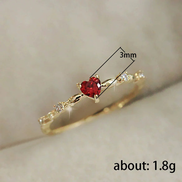 Wholesale Women's Copper Inlaid Zircon Heart Shaped Ring Fairy Elegant Style