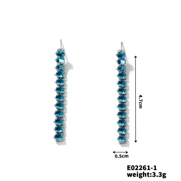 Wholesale Women's Copper Inlaid Zircon Tassel Earrings With Geometric Design And Electroplating Process