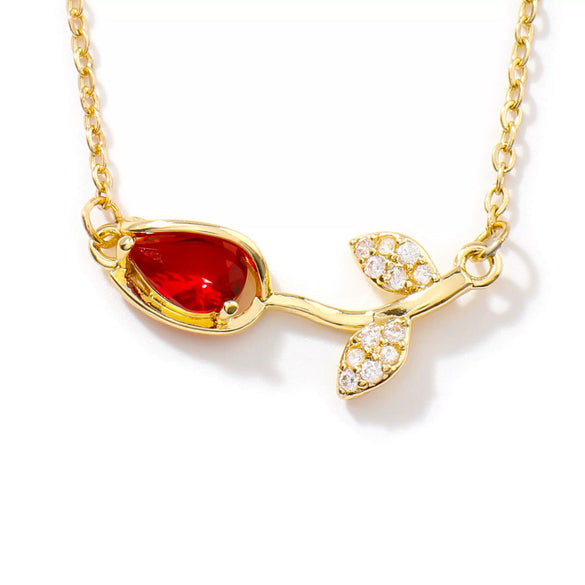 Wholesale Women's Copper Inlaid Zircon Tulip Pendant O Shaped Chain Accessories With Electroplating Design