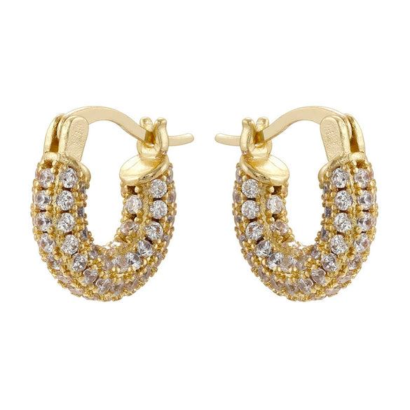 Wholesale Women's Copper Inlaid Zircon Ushaped Geometric Earrings Light Luxury Style