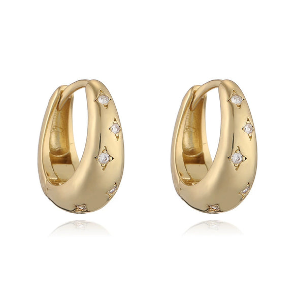 Wholesale Women's Copper Inlaid Zirconia Geometric Star Ushaped Earrings