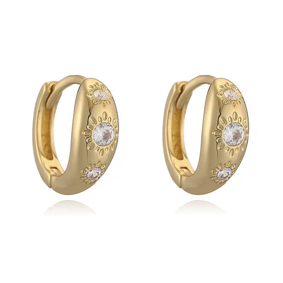 Wholesale Women's Copper Inlaid Zirconia Geometric Star Ushaped Earrings