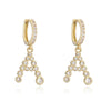 Wholesale Women's Copper Inlaid Zirconium Geometric Letter Earrings
