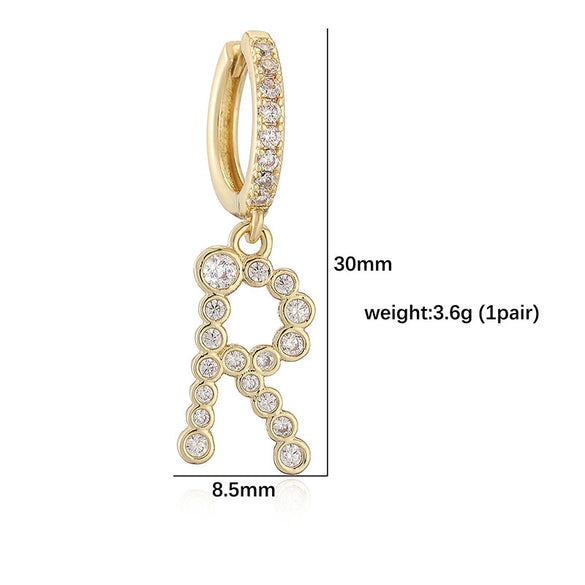 Wholesale Women's Copper Inlaid Zirconium Geometric Letter Earrings