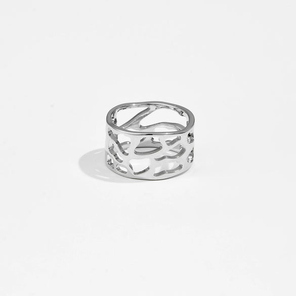 Wholesale Women's Copper Jewelry Light Luxury Style Irregular Hollow Ring With Electroplating