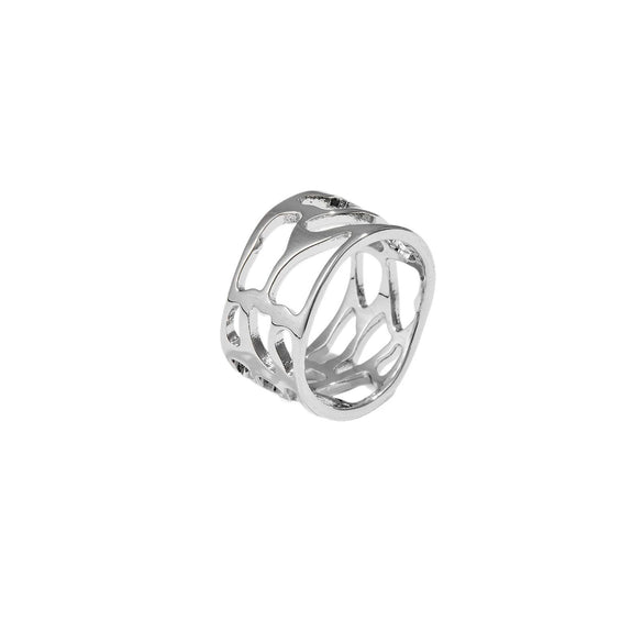 Wholesale Women's Copper Jewelry Light Luxury Style Irregular Hollow Ring With Electroplating