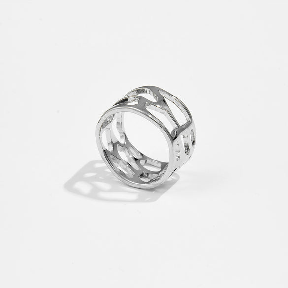 Wholesale Women's Copper Jewelry Light Luxury Style Irregular Hollow Ring With Electroplating