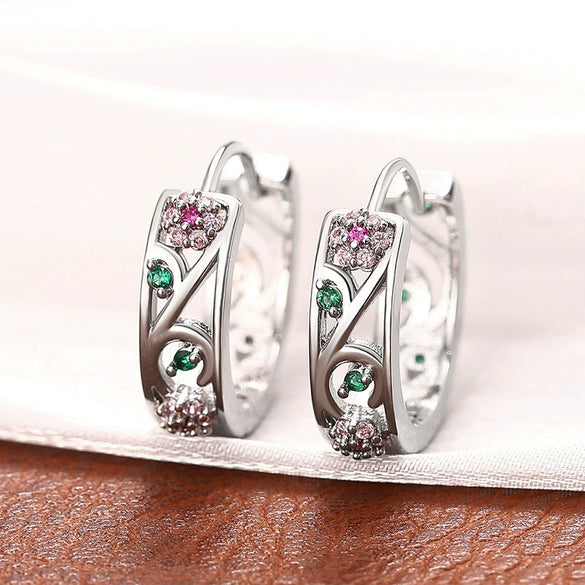 Wholesale Women's Copper Jewelry With Flower Style And Zirconia Design