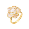 Wholesale Women's Copper 18K Gold Plated Flower Ring Retro Romantic Style