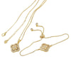 Wholesale Women's Copper 18K Gold Plated Fourleaf Clover Pendant Necklace And Bracelet Set With Ochain