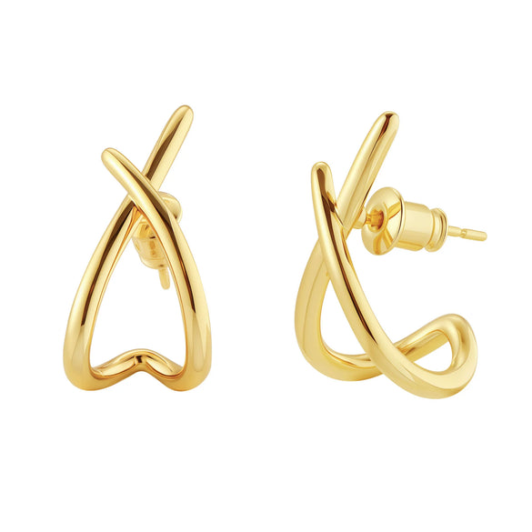 Wholesale Women's Copper 14K Gold Plated Geometric Cross Earrings Jewelry