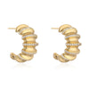 Wholesale Women's Copper 18K Gold Plated Geometric Cshaped Micropaved Zircon Earrings