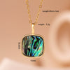 Wholesale Women's Copper 18K Gold Plated Square Mother Shell Geometric Style Clavicle Chain Necklace With Mixed Gemstone Inlay