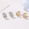Wholesale Women's Copper Leaf Earrings With Diamond Encrustation And Electroplating Treatment Plant Flower Style