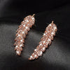 Wholesale Women's Copper Leaf Earrings With Micropaved G Zircon And Heart Shape Elegant Style