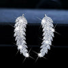 Wholesale Women's Copper Leaf Earrings With Micropaved G Zircon And Heart Shape Elegant Style