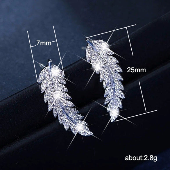 Wholesale Women's Copper Leaf Earrings With Micropaved G Zircon And Heart Shape Elegant Style