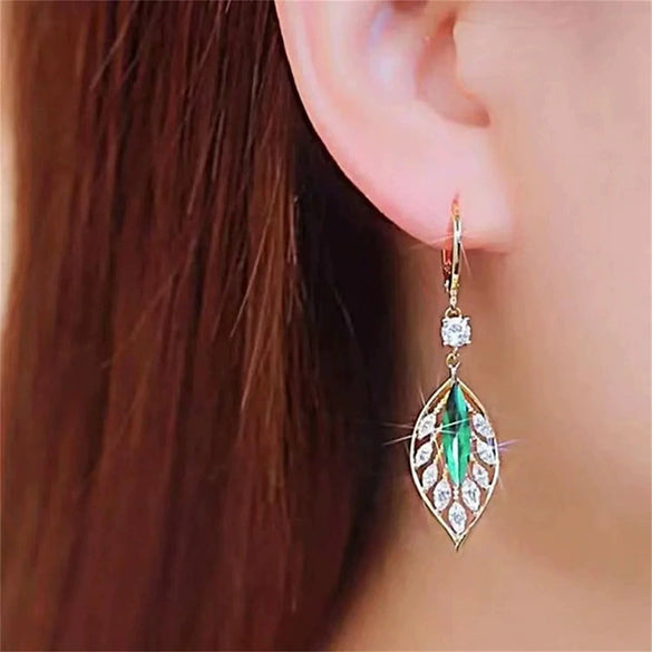 Wholesale Women's Copper Leaf Geometric Earrings Light Luxury Style