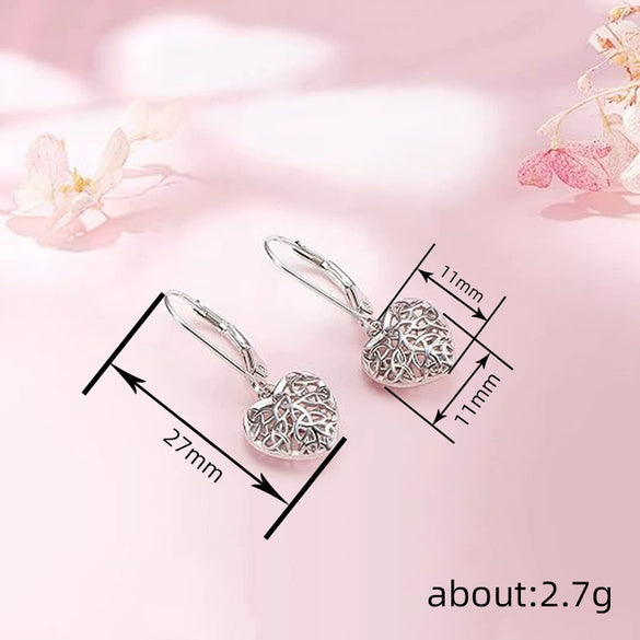 Wholesale Women's Copper Light Luxury Geometric And Heart Shape Hollow Design Electroplated Earrings