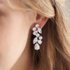 Wholesale Women's Copper Long Tassel Petal Earrings With Flower And Leaf Pattern
