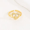 Wholesale Women's Copper Love Heart Shape Ring With English Letters And Electroplating Treatment
