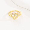 Wholesale Women's Copper Love Heart Shape Ring With English Letters And Electroplating Treatment