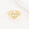 Wholesale Women's Copper Love Heart Shape Ring With English Letters And Electroplating Treatment