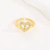 Wholesale Women's Copper Love Heart Shape Ring With English Letters And Electroplating Treatment