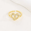Wholesale Women's Copper Love Heart Shape Ring With English Letters And Electroplating Treatment