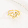 Wholesale Women's Copper Love Heart Shape Ring With English Letters And Electroplating Treatment