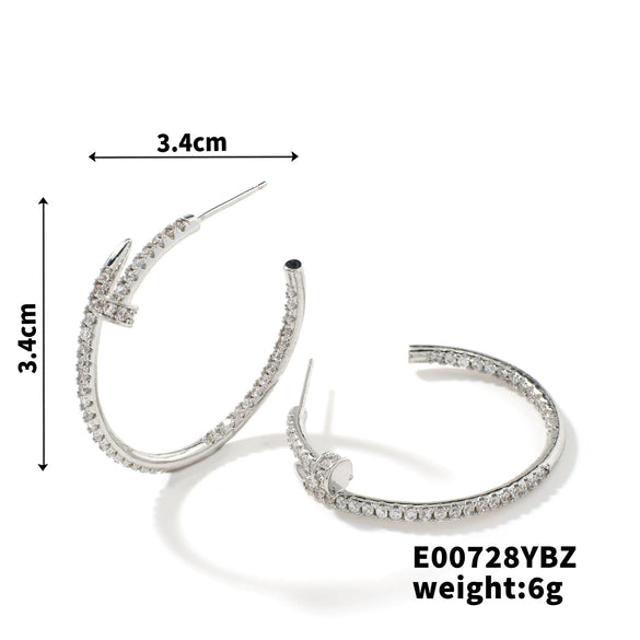 Wholesale Women's Copper Microinlaid Zircon Geometric Exaggerated Elegant Light Luxury Earrings With Electroplating