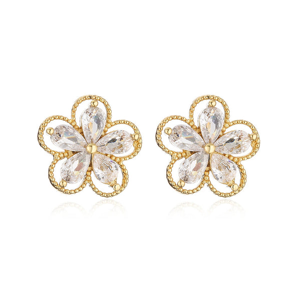 Wholesale Women's Copper Micropaved Geometric Flower Star Butterfly Zircon Earrings