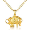 Wholesale Women's Copper Mixed Gemstone Inlay Lucky Elephant Pendant Necklace With Flower Pattern And Electroplating Treatment