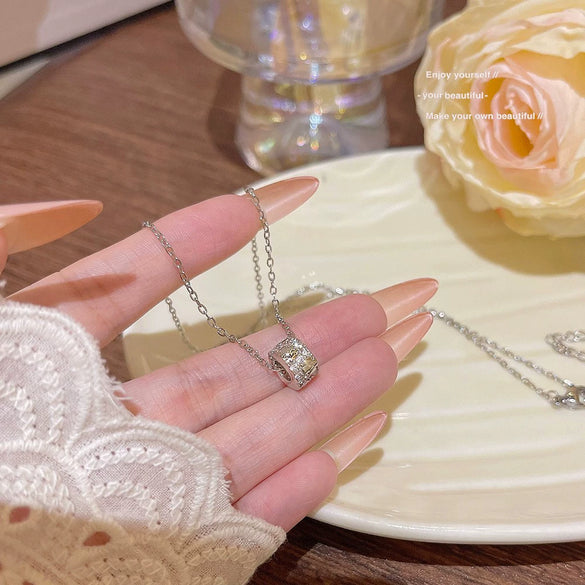 Wholesale Women's Copper Mixed Gemstone Setting Zircon Heart Shape Tassel Cross Chain Necklace