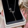 Wholesale Women's Copper Mixed Gemstone Setting Zircon Heart Shape Tassel Cross Chain Necklace