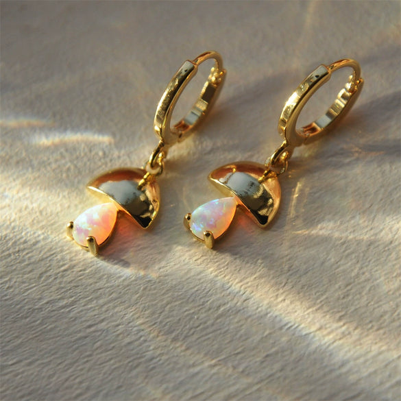 Wholesale Women's Copper Mushroom Opal Inlaid Jewelry With Geometric And Leaf Patterns Electroplated