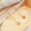 Wholesale Women's Copper Necklace With Electroplating Fourleaf Clover Flower Pendant Inlaid With Zircon Light Luxury Style