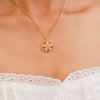 Wholesale Women's Copper Necklace With Electroplating Fourleaf Clover Flower Pendant Inlaid With Zircon Light Luxury Style