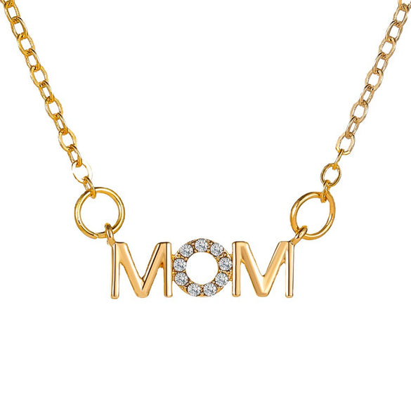 Wholesale Women's Copper Necklace With English Alphabet Mother Pendant And Cross Chain Creative Holiday Gift