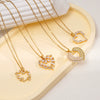 Wholesale Women's Copper Necklace With Heart Shape Pendant Inlaid With Mixed Gemstone And Zircon In Light Luxury Style And Electroplated