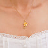 Wholesale Women's Copper Necklace With Micropaved Zircon Sunflower Pendant And Stainless Steel O Word Chain Electroplated Light Luxury Style