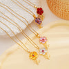 Wholesale Women's Copper Necklace With Micropaved Zircon Sunflower Pendant And Stainless Steel O Word Chain Electroplated Light Luxury Style