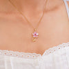 Wholesale Women's Copper Necklace With Micropaved Zircon Sunflower Pendant And Stainless Steel O Word Chain Electroplated Light Luxury Style