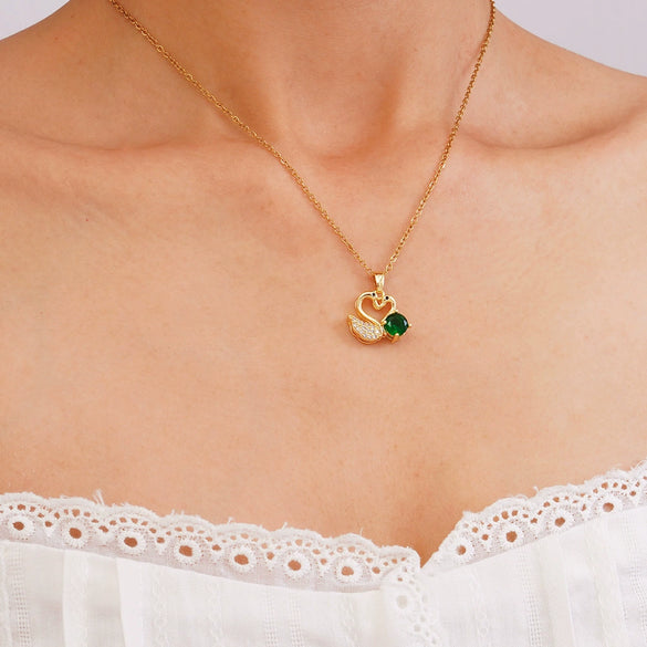 Wholesale Women's Copper Necklace With Swan Shape Inlaid With Zircon Electroplated Light Luxury Design Cross Chain