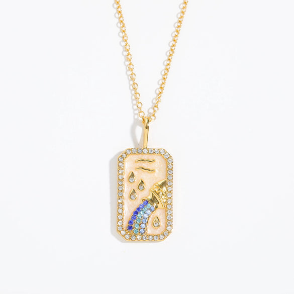 Wholesale Women's Copper O Chain Twelve Constellations Geometric Style Electroplated Necklace